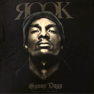 Y2K Rook x Snoop Dogg Collab Short Sleeve Graphic Tee Rap Shirt Black XL